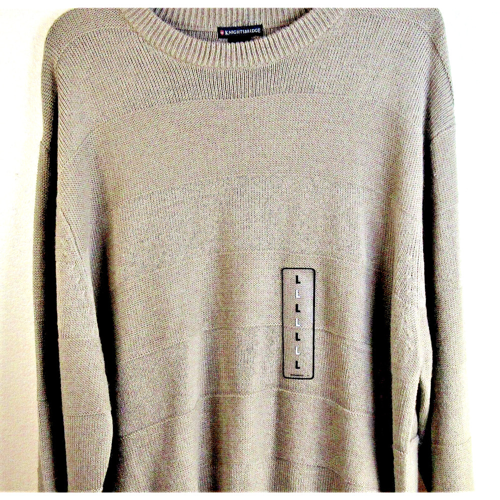 New Knightsbridge Crewneck Sweater Size Large Pullover Acrylic Brown NWT
